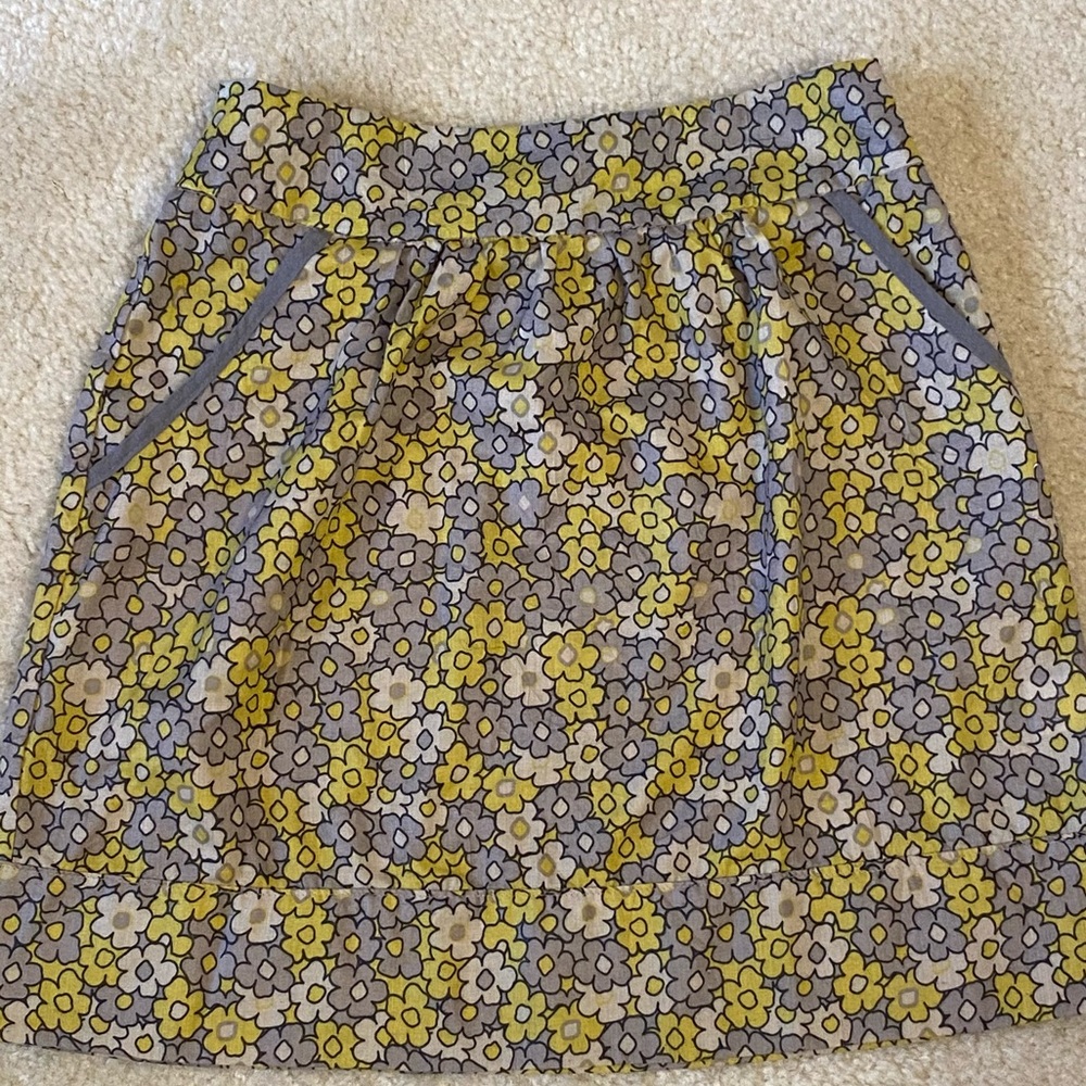 Final Touch yellow, gray and white floral skirt.